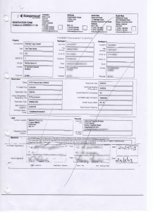 Reservation from created after my husband left the sales office at 10:30. This form has been created at 11:16 whilst my husband was at work.