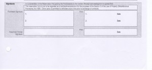 Unsigned Reservation Form created on 15/08/2013 by Keepmoat. Close up