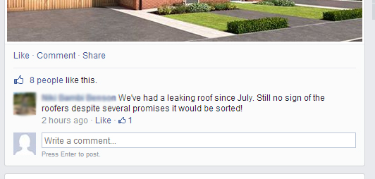 Posted 25/09/2014 - leaking roof since July, still not sorted.